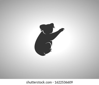 Koala Silhouette on White Background. Isolated Vector Animal Template for Logo Company, Icon, Symbol etc