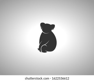 Koala Silhouette on White Background. Isolated Vector Animal Template for Logo Company, Icon, Symbol etc