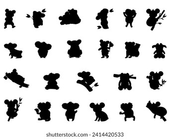 Koala silhouette vector art white background