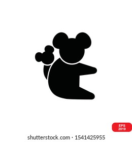 Koala silhouette vector on a white background