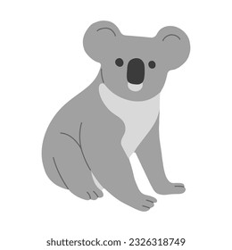 Koala Single 7 cute on a white background, vector illustration