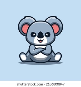 Koala Sitting Angry Cute Creative Kawaii Cartoon Mascot Logo