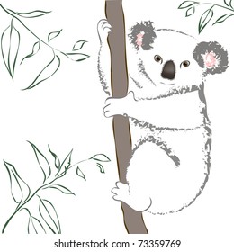 Koala sitting in a tree. Vector Illustration