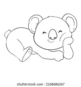 Koala. Sketch. Vector illustration. Teddy bear from Australia. Outline on isolated background. Coloring book. Doodle style.
