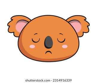 Koala Sleeping Face Brown Koala Stiker Kawaii Aislado