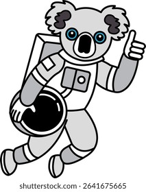 a koala in a spacesuit with a thumbs up