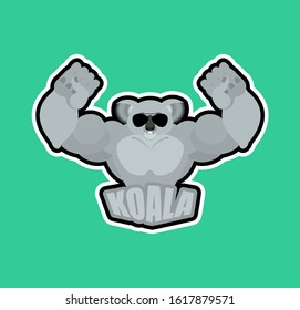 Koala sport logo. koala bear Sports team club emblem. Animal mascot gaming sign. Strong beast symbol Racoon 