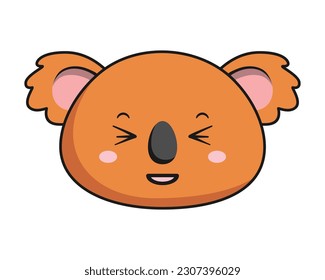 Koala Squinting Face Brown Koala Stiker Kawaii Isolated