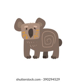 Koala Standing Flat Cartoon Stylized Vector Illustration