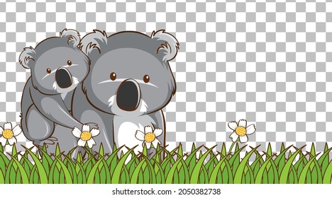 Koala standing on the grass field on transparent background illustration