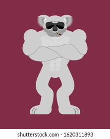 Koala Strong Cool serious. Beast strict. Vector illustration