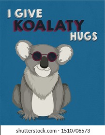 Koala with sunglass - t shirt design - vector 