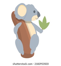 Koala take leaf icon cartoon vector. Cute bear. Australia baby