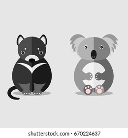 Koala And Tasmanian Devil Illustration