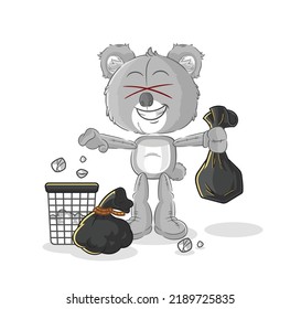 the koala Throw garbage mascot. cartoon vector