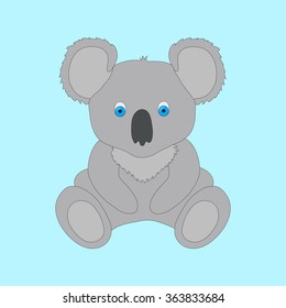 Koala toy on blue background. Vector illustration.