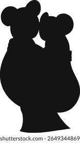 Koala Tree Hugging Silhouette Cute Animal Clipart in Black
