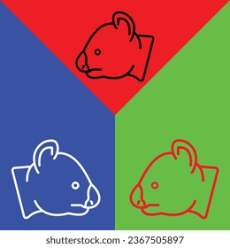 Koala Vector Icon, Lineal style icon, from Animal Head icons collection, isolated on Red, Blue and Green Background.