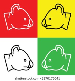 Koala Vector Icon, Lineal style icon, from Animal Head icons collection, isolated on Red, Yellow, White and Green Background.