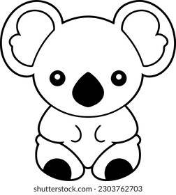 Koala Vektorgrafik. Schwarz-Weiß-Koala-Farbbuch oder -Seite für Kinder