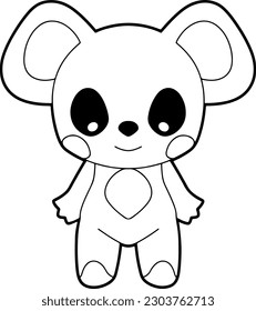 Koala vector illustration. Black and white Koala coloring book or page for children