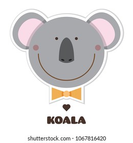 Koala. Vector illustration of head of koala. Sticker