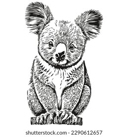 Koala, Vektorgrafik-Kunst, schwarz-weißer Koala-Bär
