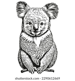 Koala, Vektorgrafik-Kunst, schwarz-weißer Koala-Bär
