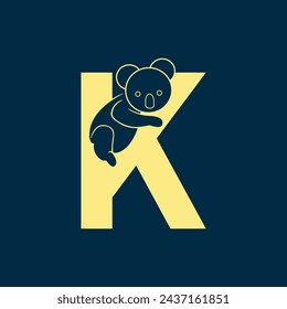 Koala Vector Logo Design, koala logo design inspiration. Logo K with koala.