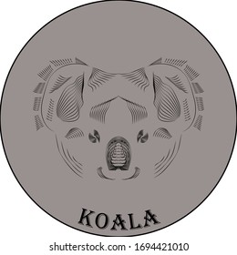 logo vectorial koala en un fondo beige