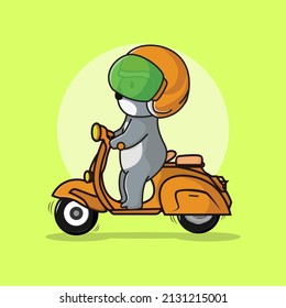 koala vespa cartoon, koala illustration vector