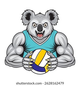 koala volleyball mascot vector illustration design