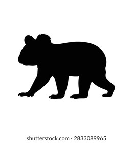 Koala walking silhouette icon vector flat design.
