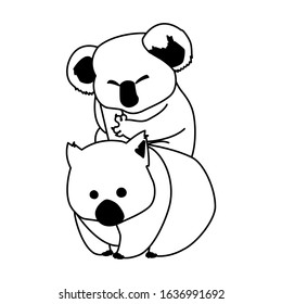 Koala and wombat on white background. vector illustration design.