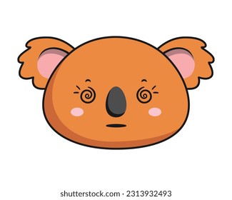 Koala Woozy Face Brown Koala Stiker Kawaii Aislado