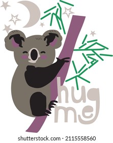 koala and written vector illustration design pattern.eps