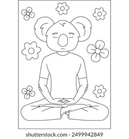 koala yoga exercise coloring book page for kids or grown adults creative coloring mindful relaxation activity