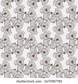 Koalas pattern, illustration, vector on white background.