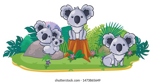 koalas are playing together in the garden