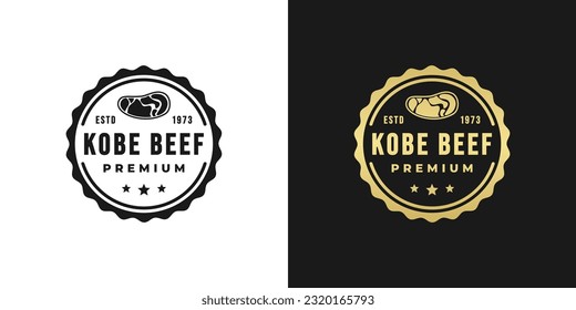 Kobe beef label or Kobe beef logo vector isolated in flat style. best Kobe beef label for the best product. Elegant Kobe beef seal or logo for original meat from japan.