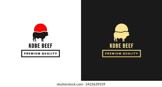 Kobe beef logo or Japanese Kobe beef label vector isolated. Best kobe beef logo or wagyu beef logo for packaging product of premium meat from japan.