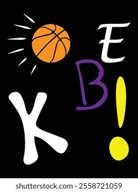 Kobe! Bryant Basketball Colorful Design.