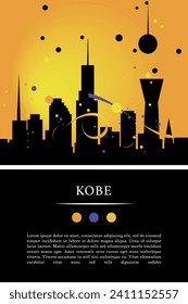 Kobe city poster with abstract shapes of skyline, cityscape, landmarks and attractions. Japan megapolis travel vector illustration for brochure, website, page, business presentation