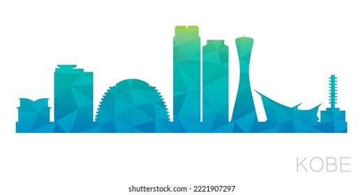 Kobe, Hyogo, Japan Low Poly Skyline Clip Art City Design. Geometric Polygon Graphic Horizon Icon. Vector Illustration Symbol.