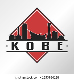 Kobe, Hyogo, Japan Skyline Logo. Adventure Landscape Design Vector Illustration.