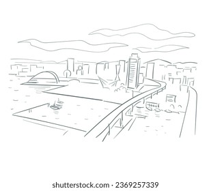 Kobe Hyogo Japan vector sketch city illustration line art sketch