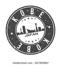 Kobe Japan Round Stamp Icon Skyline City Badge.