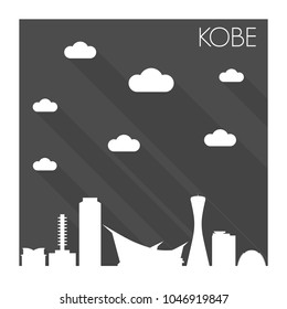 Kobe Japan Skyline City Flat Silhouette Design Background