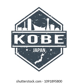 Kobe Japan Travel Stamp Icon Skyline City Design Tourism.