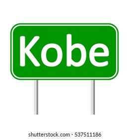Kobe road sign isolated on white background.